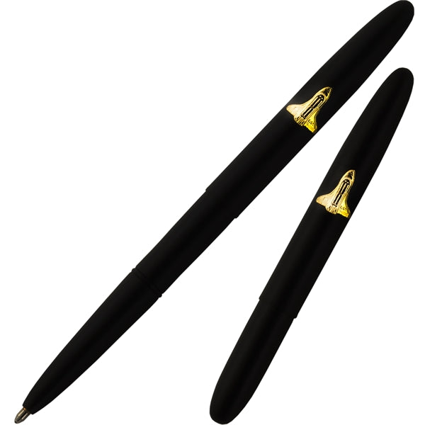 Lunar Branding® Matte Black Bullet Space Pen w/ Gold Shuttle Emblem